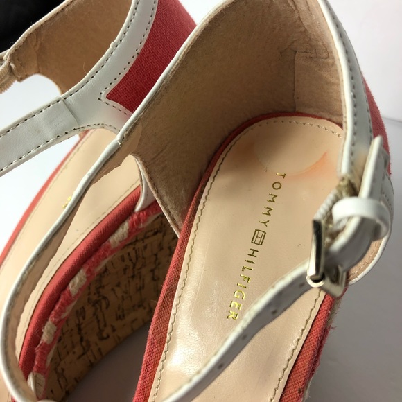Tommy Hilfiger Summer Peep Toe Cork Wedge Heels - Picture 8 of 8